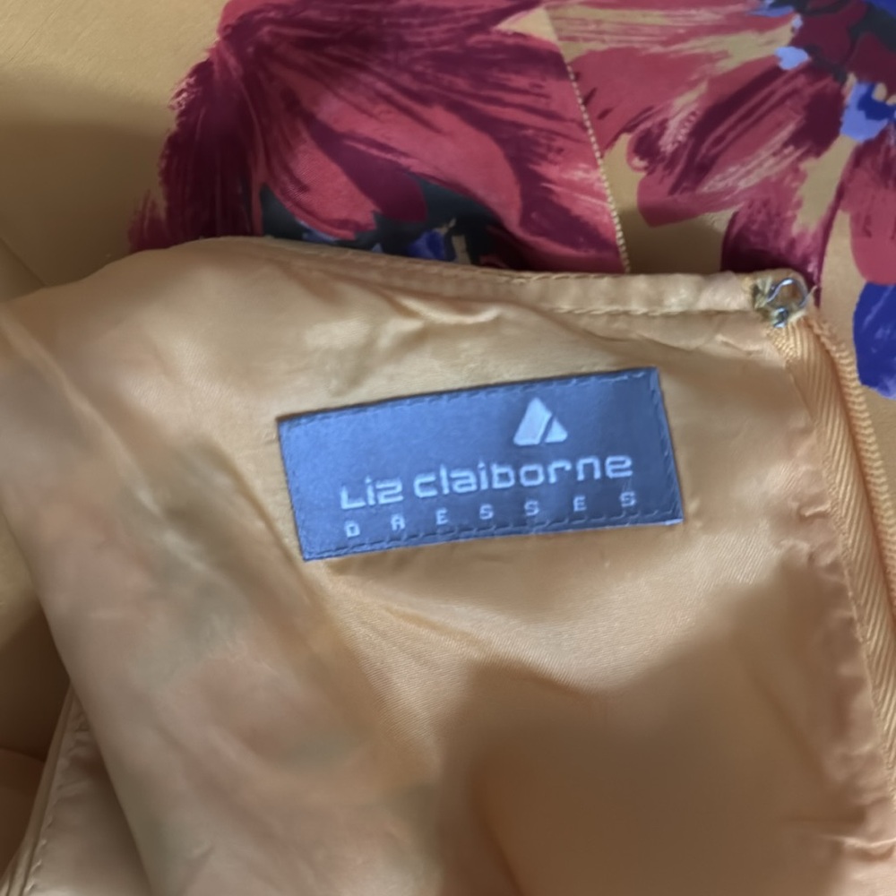 VINTAGE LIZ CLAIBORNE SILK FLORAL DRESS - Picture 7 of 11
